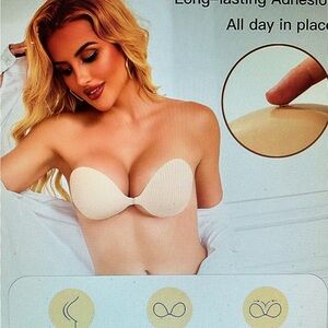Seamless Strapless Invisible Push up Silicone Adhesive Sticky Backless Bra Nude